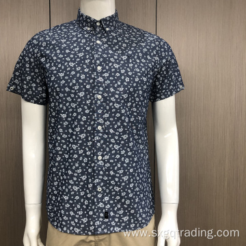 Male 100% cotton button-up print shirt